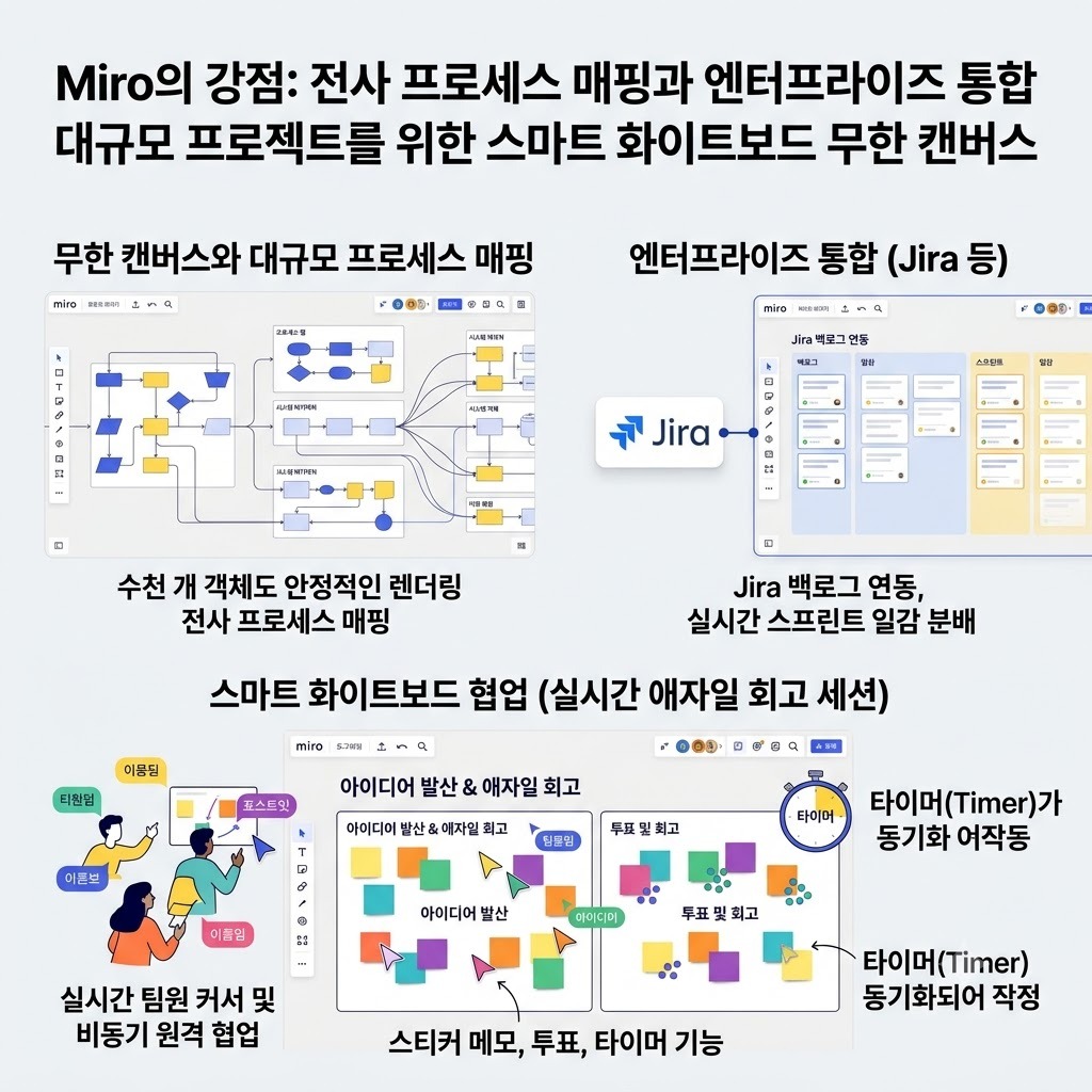 스마트 화이트보드 협업 방식을 표현한 개념 일러스트